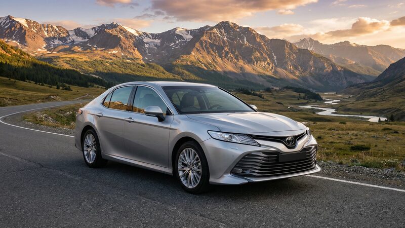 Toyota Camry 70 серебристая — комфорт-класс трансфер по Горному Алтаю